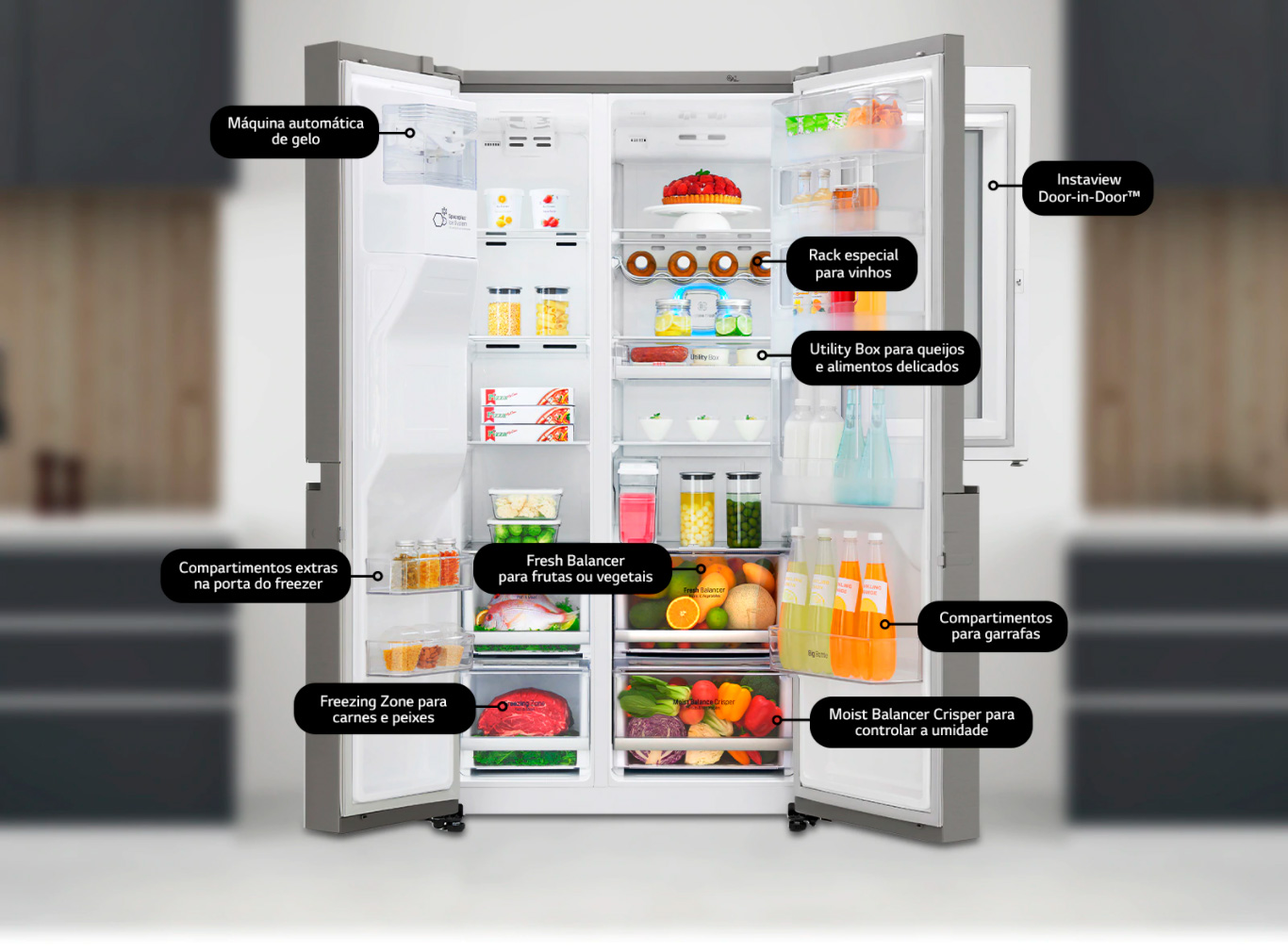 Geladeira LG Automático Side by Side - 601L New Lancaster Instaview GC-X247CSB1